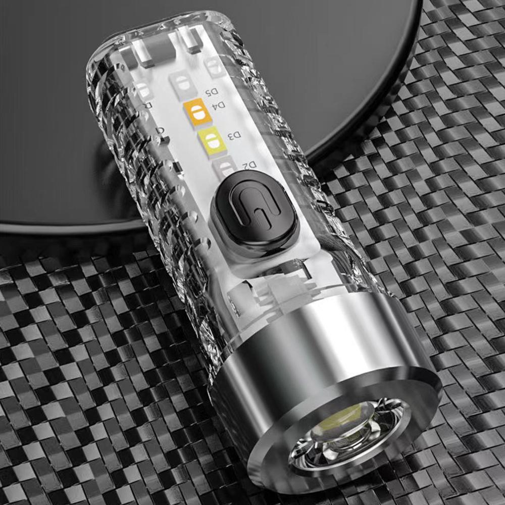 Đèn pin cầm tay siêu sáng móc treo đèn không thấm nước Mini Đèn Pin Cắm trại Có thể sạc qua USB 8 chế độ 3 bánh răng cho trường hợp khẩn cấp ngoài trời