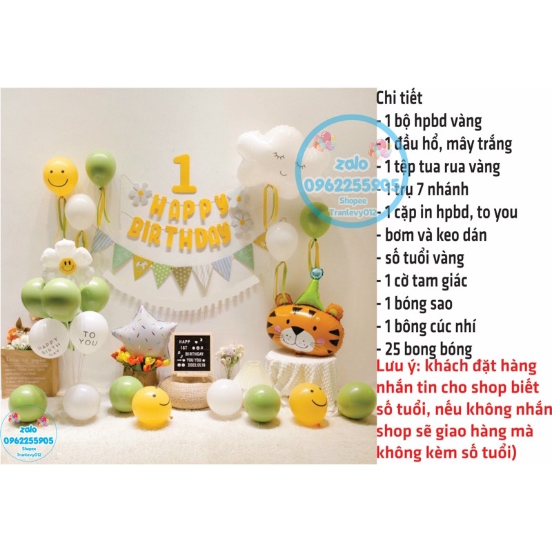 sét trang trí sinh nhật đơn giản cho bé yêu