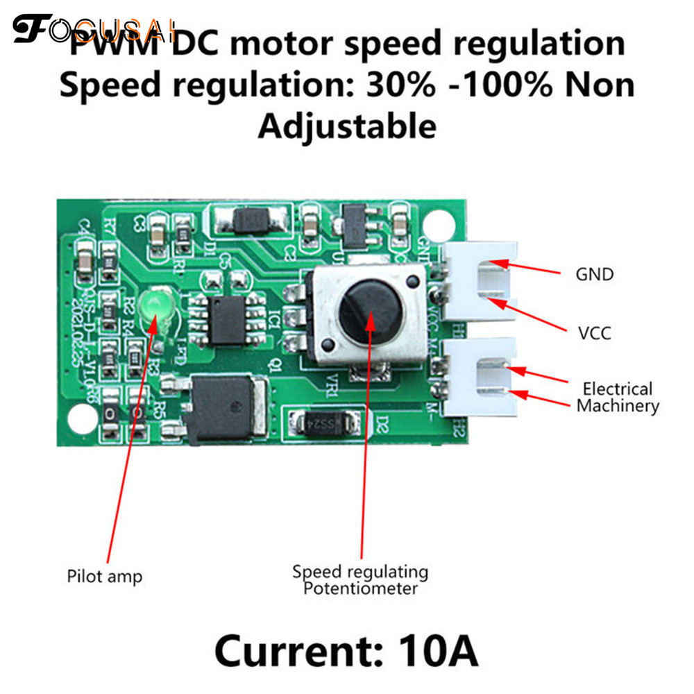 Focusai Tốc độ động cơ PWM một chiều điều khiển mô-đun DC7-12V tốc độ có thể điều chỉnh PWM điện tử thống đốc điều khiển quy định chuyển đổi 10A