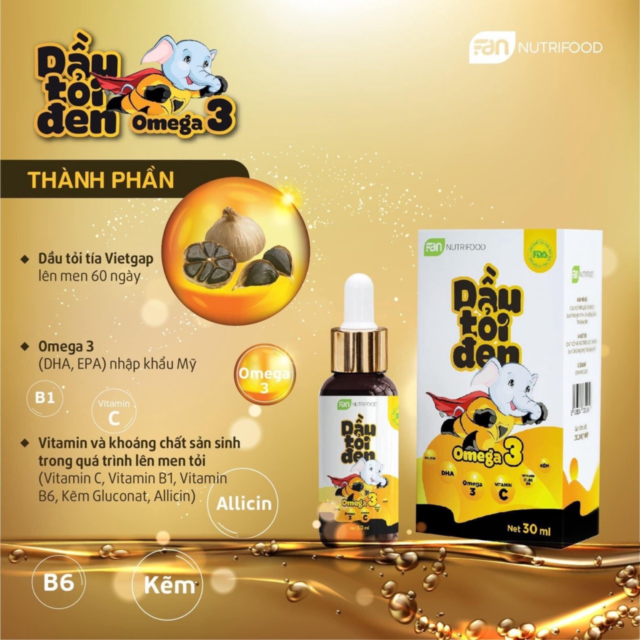 Dầu Tỏi Đen Omega3 - 30ml