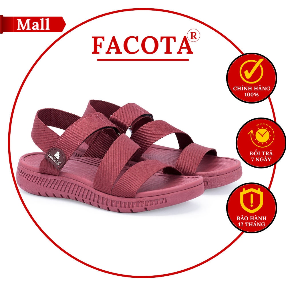 Giày sandal Facota nữ chính hãng HA12, Facota hồng mận nữ, Sandal đi học