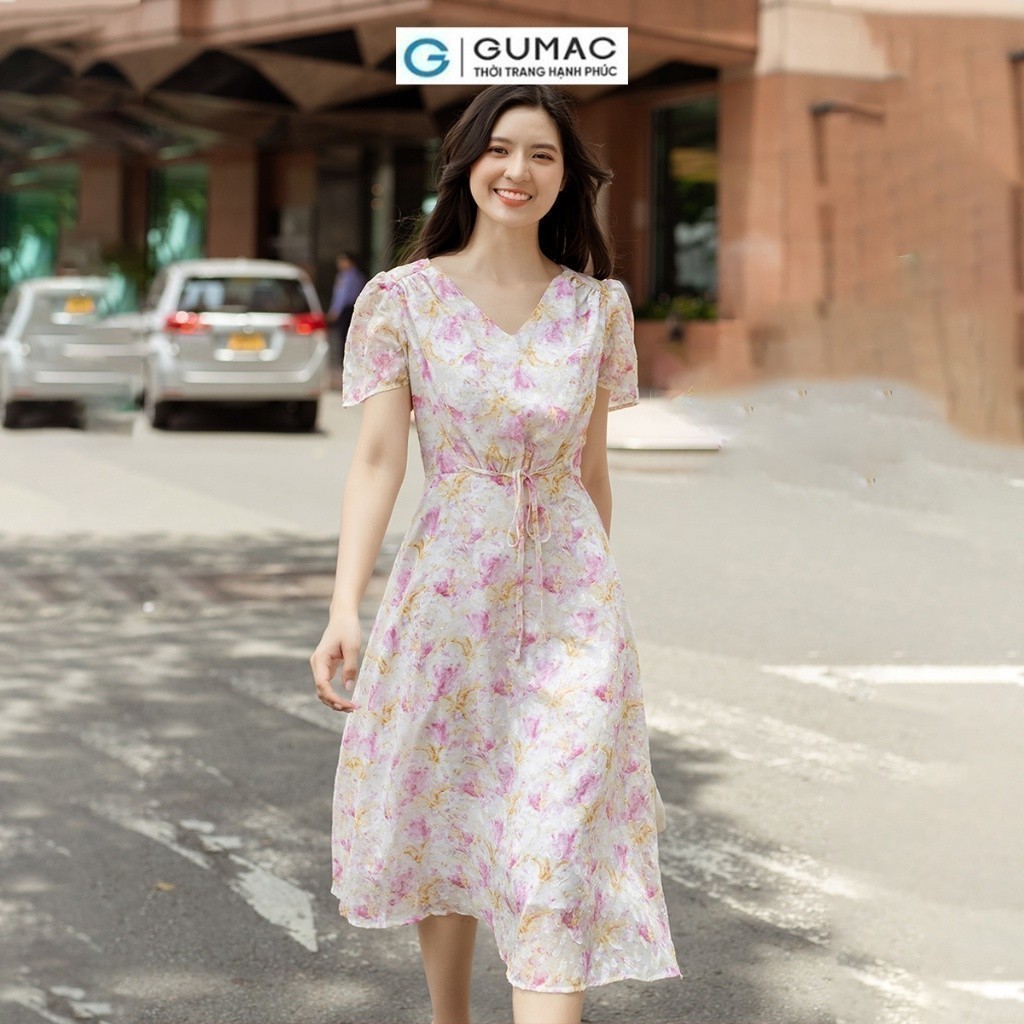 [BST MỚI RA MẮT THÁNG 6] Đầm hoa thắt nơ eo thời trang GUMAC DD06015