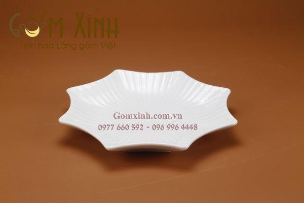 Đĩa sao Bát Tràng men trắng