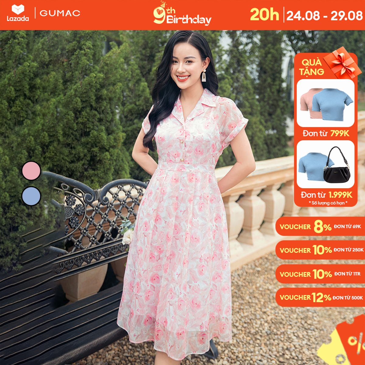 Đầm xòe cổ danton dd11015 thời trang gumac
