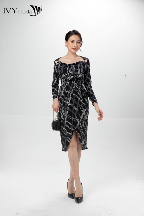 Đầm xếp cut-out IVY moda MS 48B9143