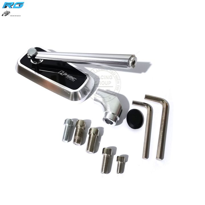 Gương xe máy kính chiếu hậu h2c vuông loại 1 nhôm cnc mặt kính xanh mẫu mới