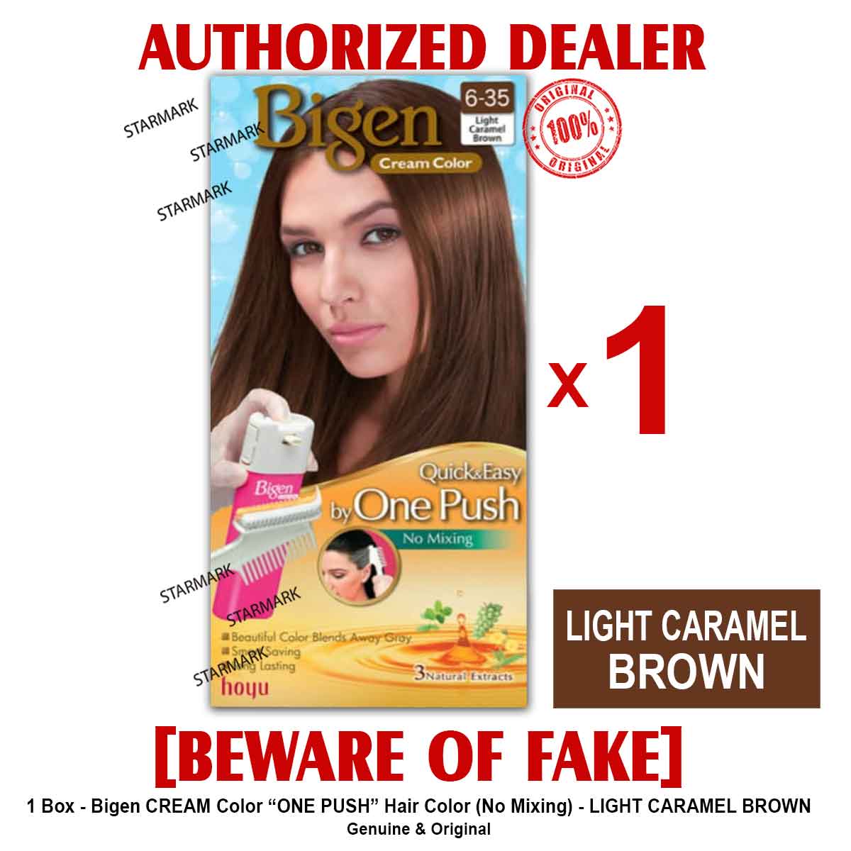 Bigen CREAM Color ONE PUSH Hair Color Unisex LIGHT CARAMEL BROWN (#6-35)  Authentic - 1 Box | Lazada PH