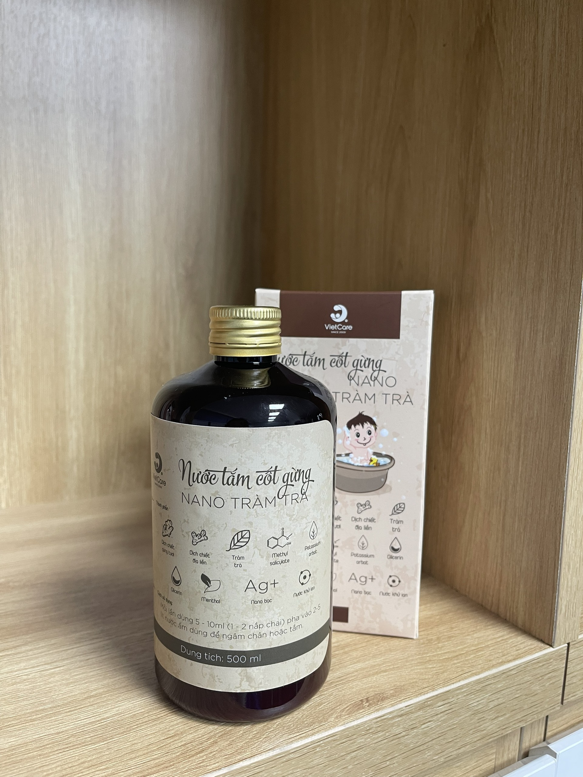 Nước Tắm Cốt Gừng Nano Tràm Trà,chai 500ml
