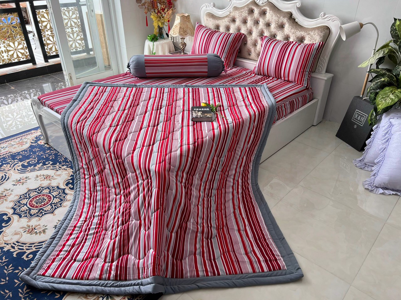 BỘ DRAP GA THUN HÀN QUỐC MẪU SỌC ĐẸP