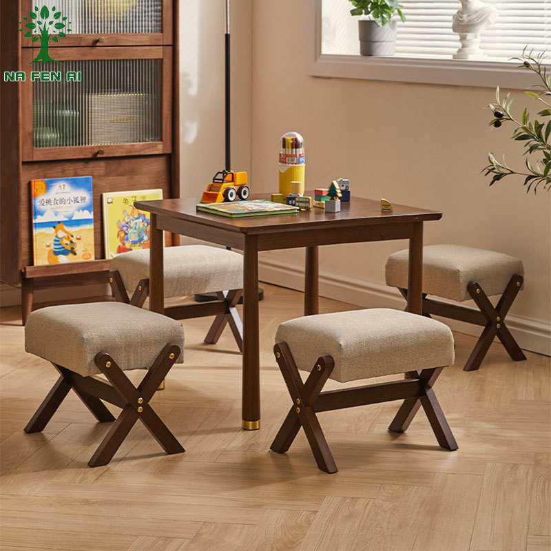 JNFA iayi solid wood soft package stool replacement shoe stool sofa cushion foot stool doorstep replacement shoe stool living room low stool wooden bench