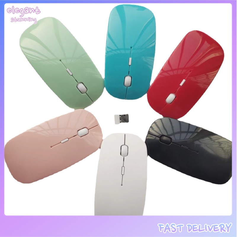 Elegantstunning 2.4G Wireless Mouse USB Receiver Ultra Slim for PC Laptop Gaming Optical Mouse