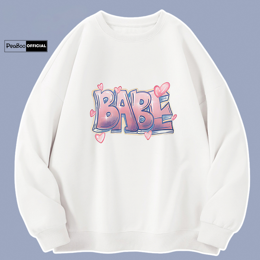 Áo sweater babe nam nữ by peaboo unisex chất nỉ lót bông form rộng