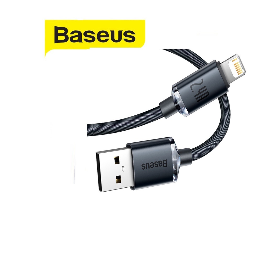 Cáp sạc Baseus Crystal Shine Lightning 2.4A dài 200CM hỗ trợ truyền dữ liệu cho iPhone/iPad