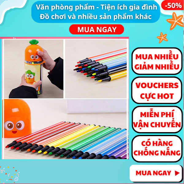 Bộ 12 bút lông màu vẽ cho bé cực dễ thương giá rẻ - Bút màu - Bút lông màu vẽ tranh - Bút lông màu cho bé - Nguyễn Thùy Store