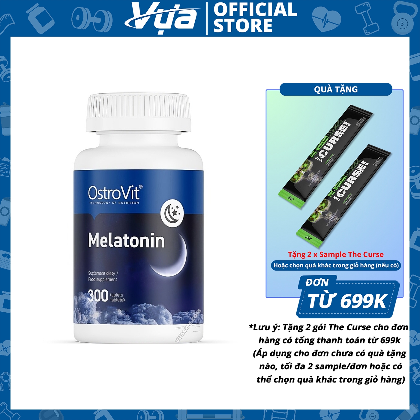 Viên uống OstroVit - Melatonin (300 viên) - Hỗ trợ giấc ngủ ngon, điều chỉnh giấc ngủ tự nhiên, Chính Hãng