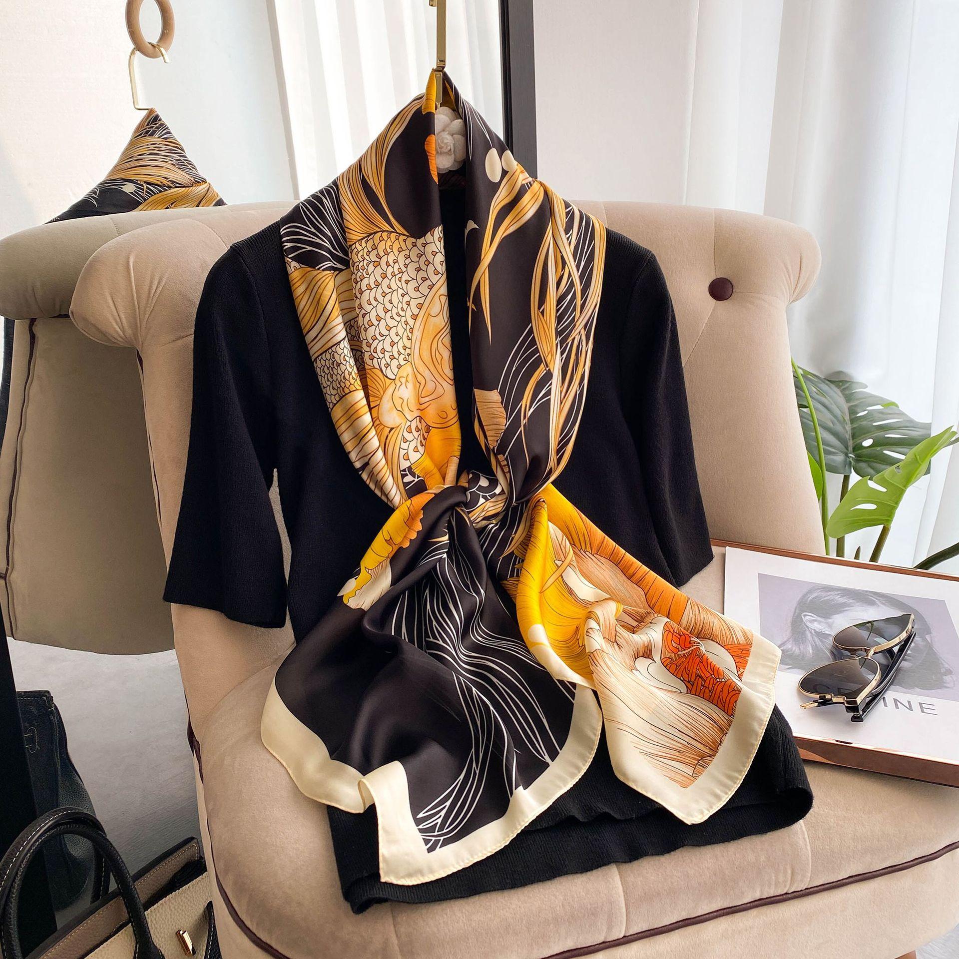 110cm fashion square scarf silk scarf women's scarf silk printed scarf hijab shawl wj110fzs-12