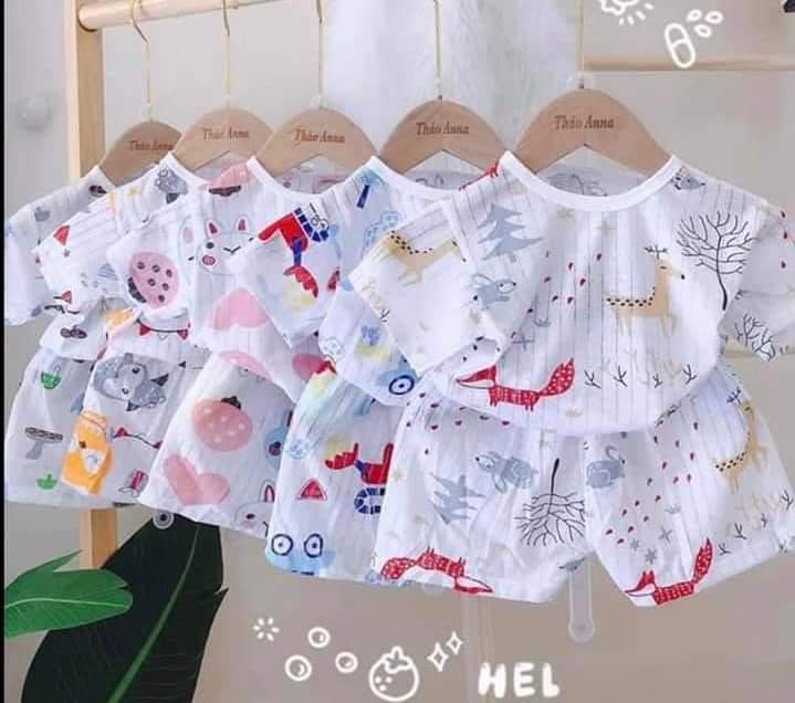 HCM - Combo 5 bộ cotton giấy cho bé trai bé gái