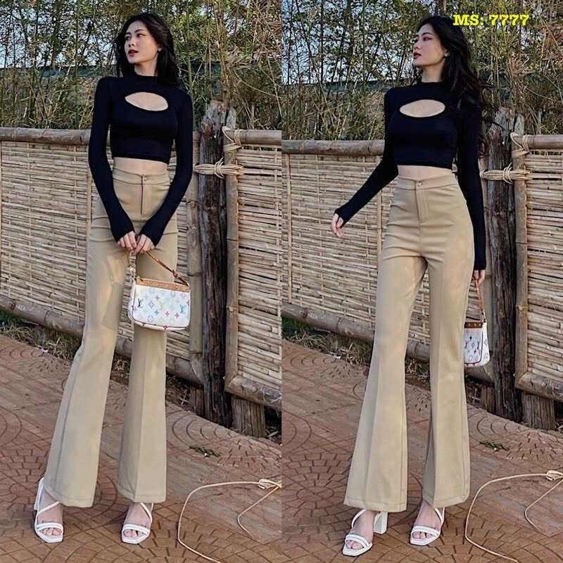 Quần tây nữ ống loe lưng cao siêu tôn dáng
