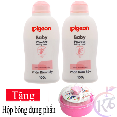Combo 2 chai Phấn rôm Pigeon 100g nắp màu ngừa rôm sẩy an toàn cho bé Tặng 1 hộp đựng phấn màu ngẫu nhiên - phan rom em be