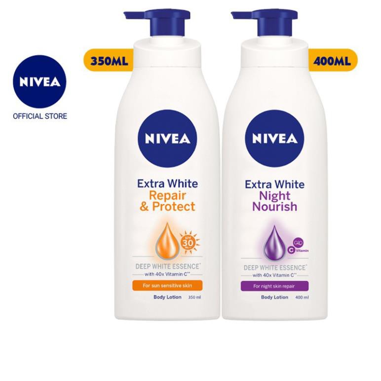 Bộ đôi Sữa dưỡng thể trắng da Ngày (350ml) & Đêm (400ml)