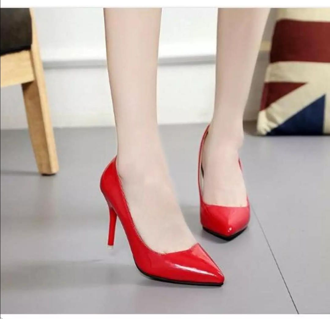 High Heels Kantor Glossy Maroon Tinggi 