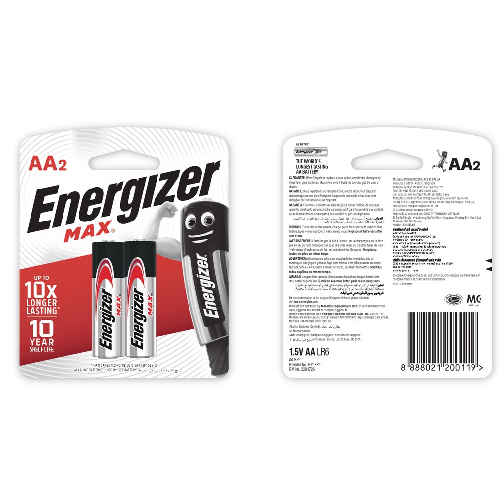 Energizer Max E91 Bp2 Aa Batteries - Pack of 2