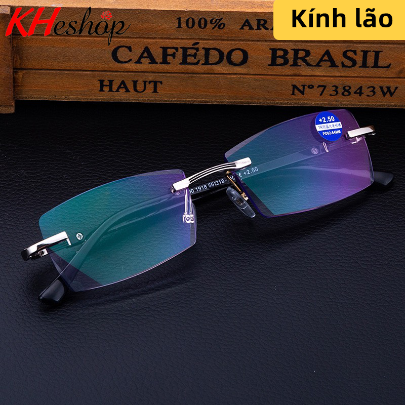 Kính lão đọc sách không khung  độc đáo Kính viễn thị tròng cắt cạnh kim cương  nhẹ chống ánh sáng xanh chất liệu nhựa TR90 mã Y1918 - kheshop
