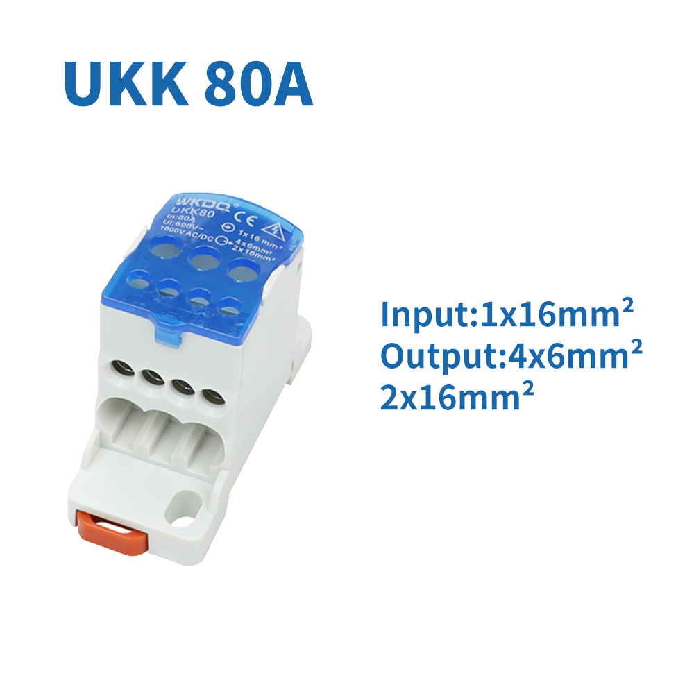 Ukk80a Junction Box 1-Input 6-Output Wire Electrical Connector Din Terminal Block Power Distribution Box Ukk 80a. 