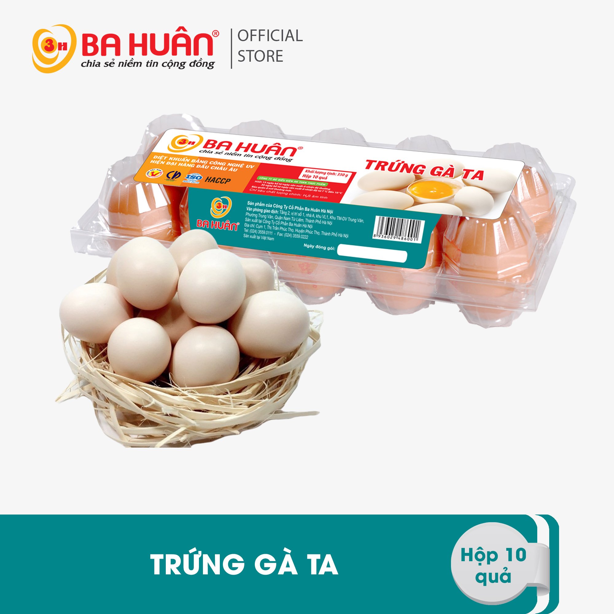 Trứng gà ta Ba Huân Hộp 10 quả