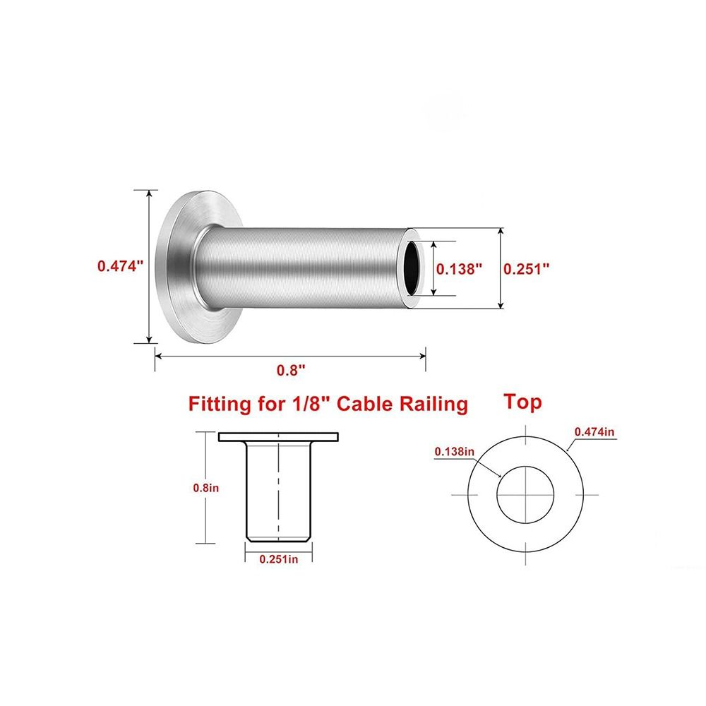 New T316 Stainless Steel Cable Railing Protective Sleeves 1/8