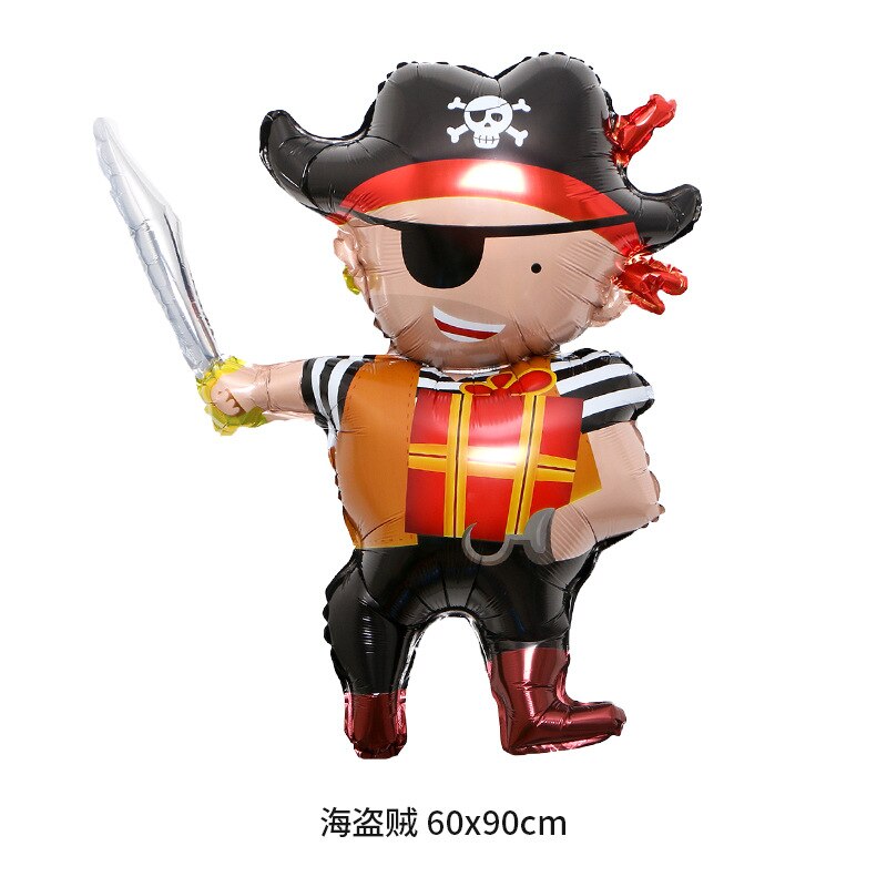 Pirate Balloon Floating Shark Foil Balloon Boy One Eyed Pirate Theme Birthday Party Decoration Cartoon Pirate Ship Helium Ball