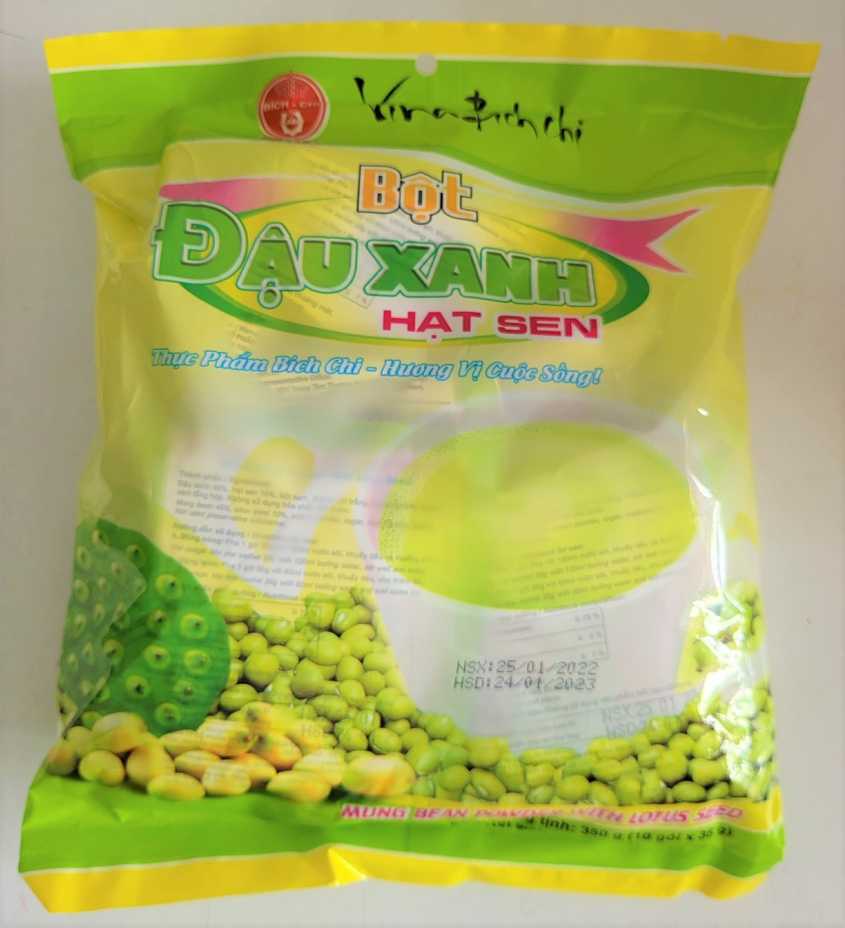 [Túi 350g] BỘT ĐẬU XANH HẠT SEN [VN] BÍCH CHI Mung Bean Powder with Lotus Seed