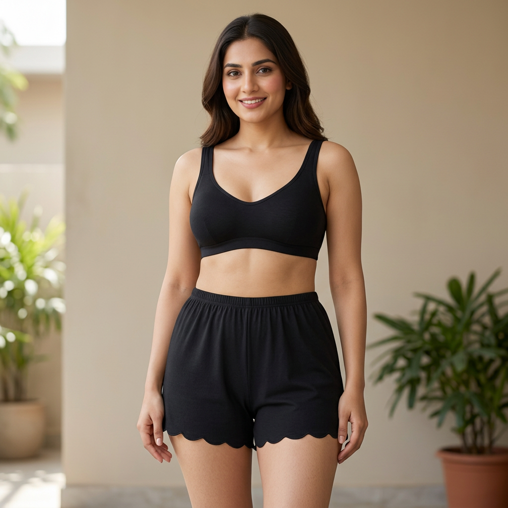 MK Garments - Pack Of 3 Frill Border Shorts Soft Fabric Comfortable Fit Elastic Waist Home and Night Wear For Girls