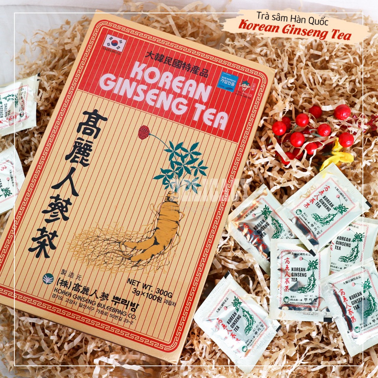 [QUÀ TẶNG CAO CẤP][Hôp 100 gói][CHÍNH HÃNG] Trà sâm hàn quốc Korean Ginseng tea date mới