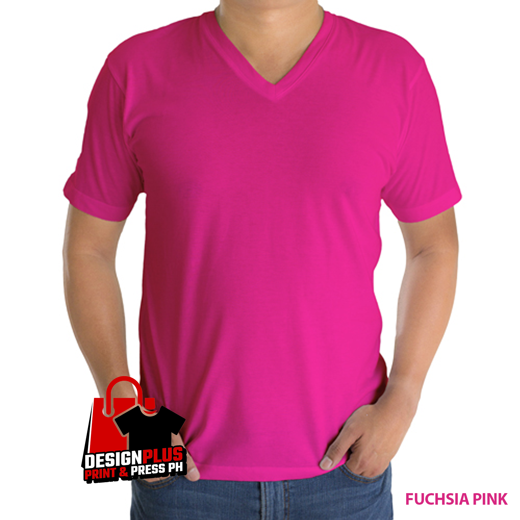 DesignPlus Active Life Plain V Neck Unisex T-Shirt (Fuchsia Pink) Mens ...
