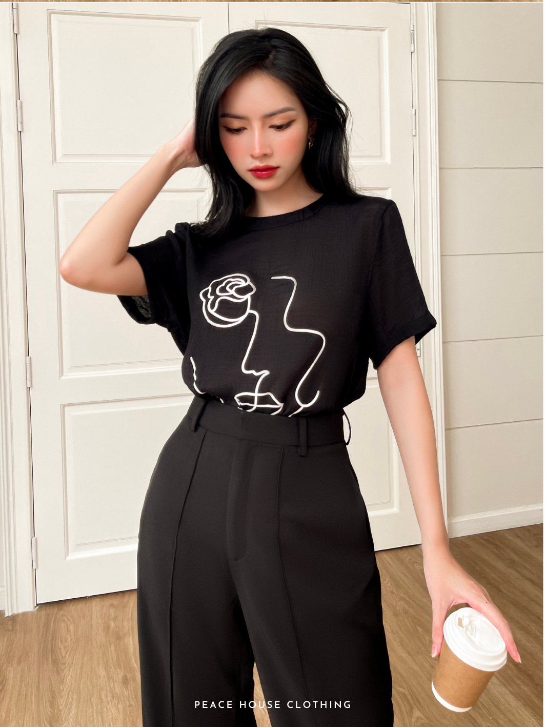 Áo cổ tròn chất linen , Peace House Clothing