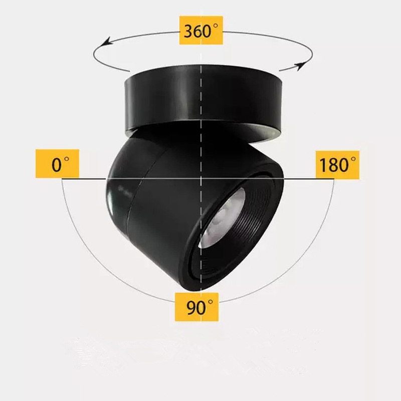 Aisilan Led Ceiling Light Surface Mounted 360 Degrees Round Curve Rotation Lamp Cylinder Creative 7w 9w Cree Cob Spot Light