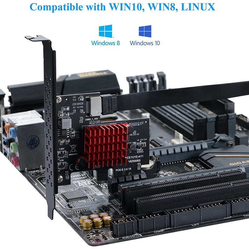 PCIE USB 3.1 GEN2 Type-E Expansion Card,10Gbps PCI Express 3.0 1X to 20Pin Front Panel Type C Connector for Windows 10/8