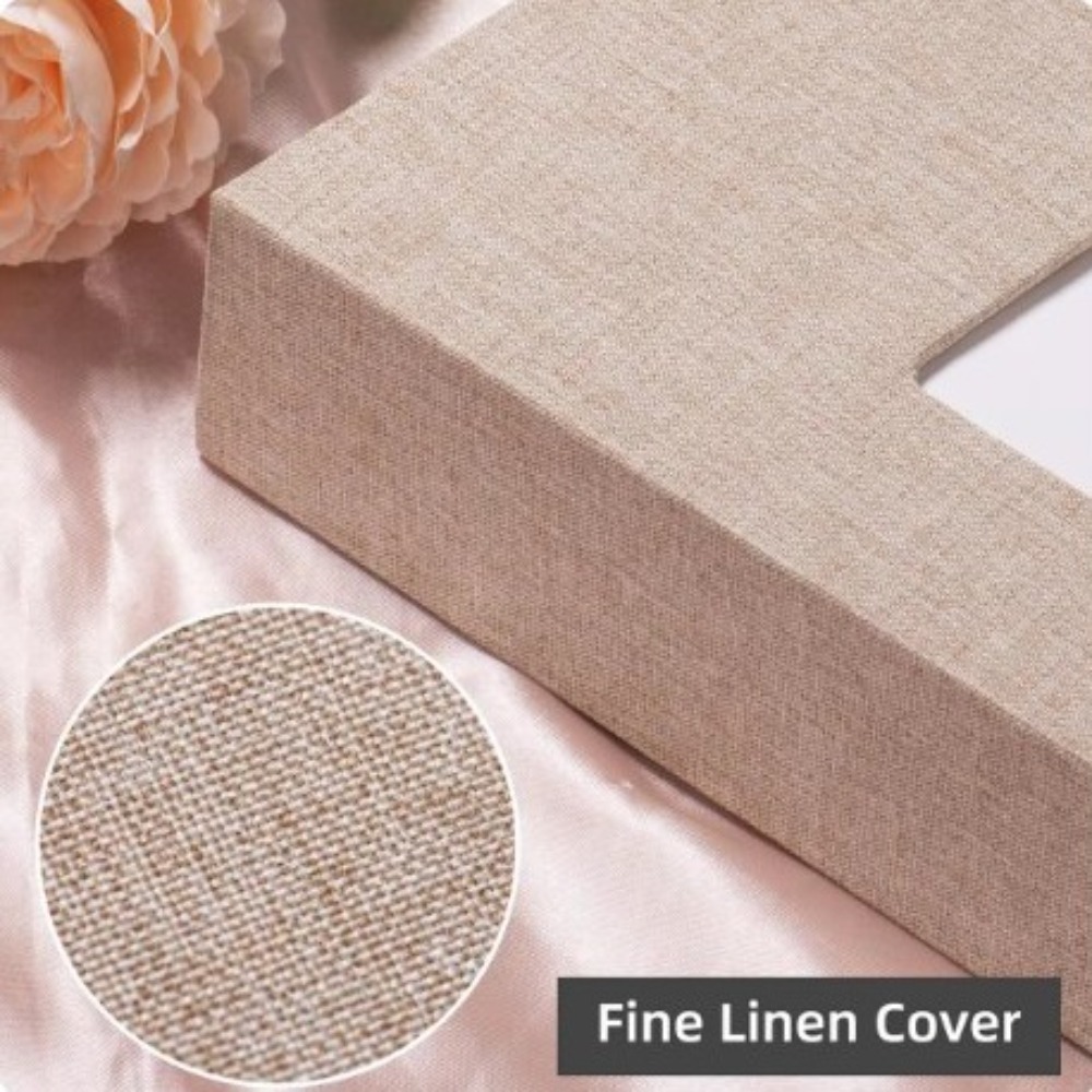 Inset Linen Photo Album 300 Sheets Fabric Cover Souvenir Photos Window ...