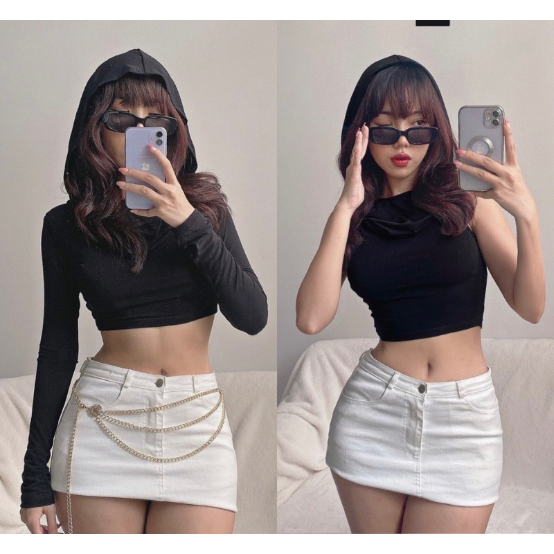 Áo Croptop Có Mũ Trùm Đầu phong thái CÁ TÍNH,chất