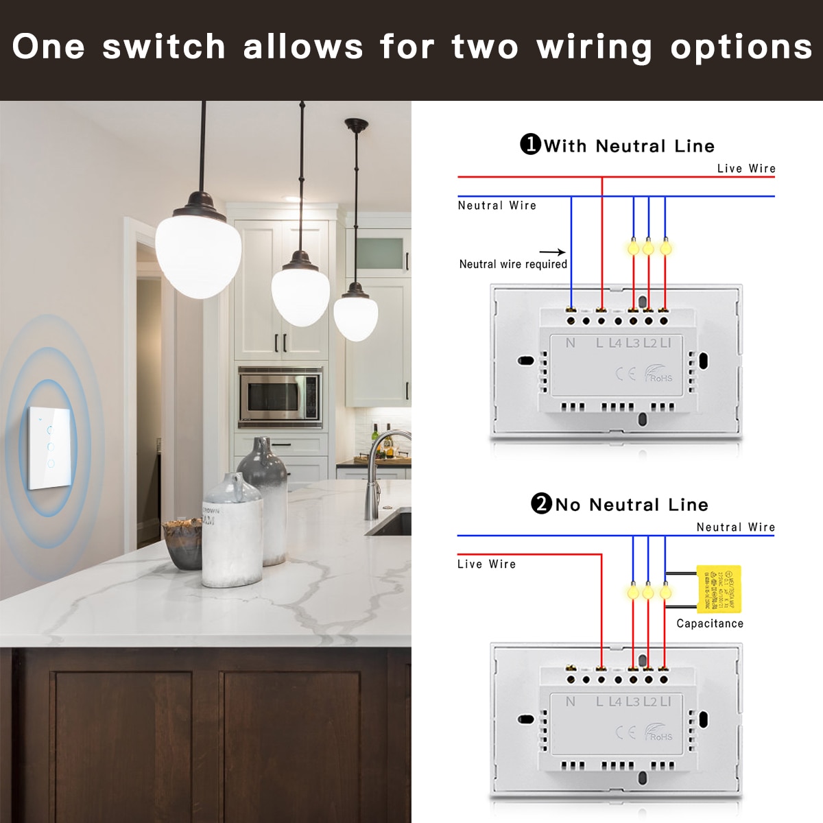 Smart MFI Certified Wall Switches Apple Homekit LED Light Switch Wifi Touch Sensor Home Siri Control Smart Home