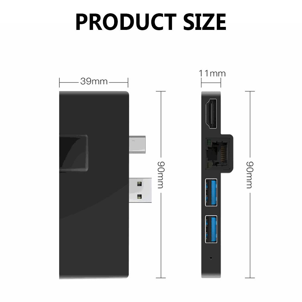 Surface Pro Dock for Microsoft Surface Pro 6/Pro 5/Pro 4 Hub Docking Station USB3.0 Port HDMI SD/TF Card Reader Adapter RJ45 Lan