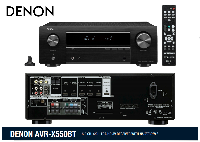 DENON AVR-X550BT WITH FREE 30 METERS QED QX075 SPEAKER CABLE, AV