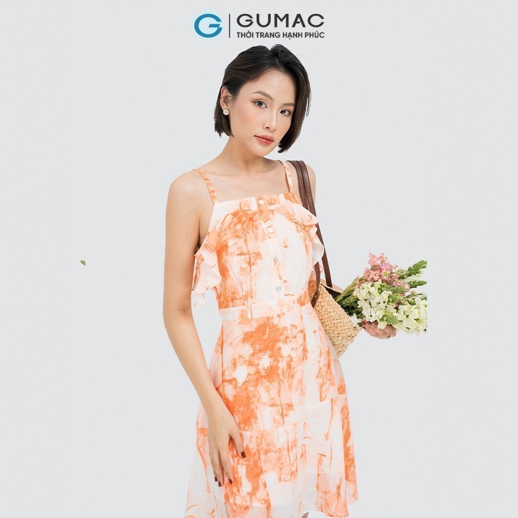 Đầm nữ A mini phối bèo GUMAC DD04053