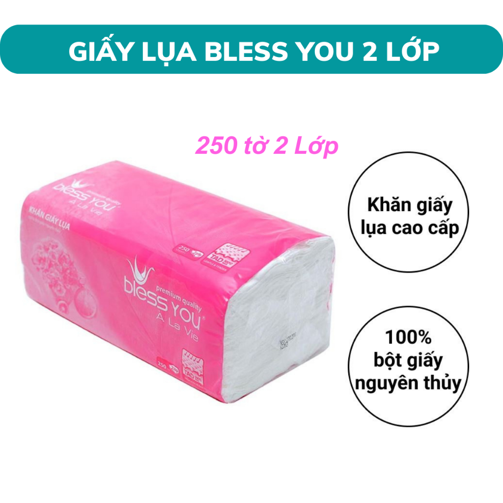 Khăn giấy lụa Bless You À La Vie 2 lớp 250 tờ