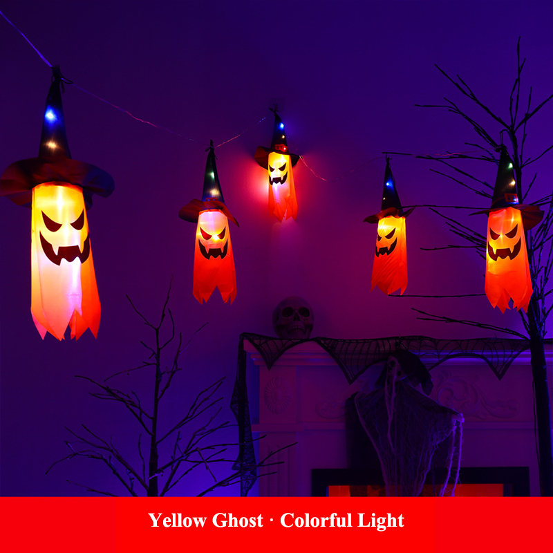 LED colorful lights full of stars, ghost atmosphere lights, Halloween decoration, wizard hat, waterproof battery box light string Ice bar light