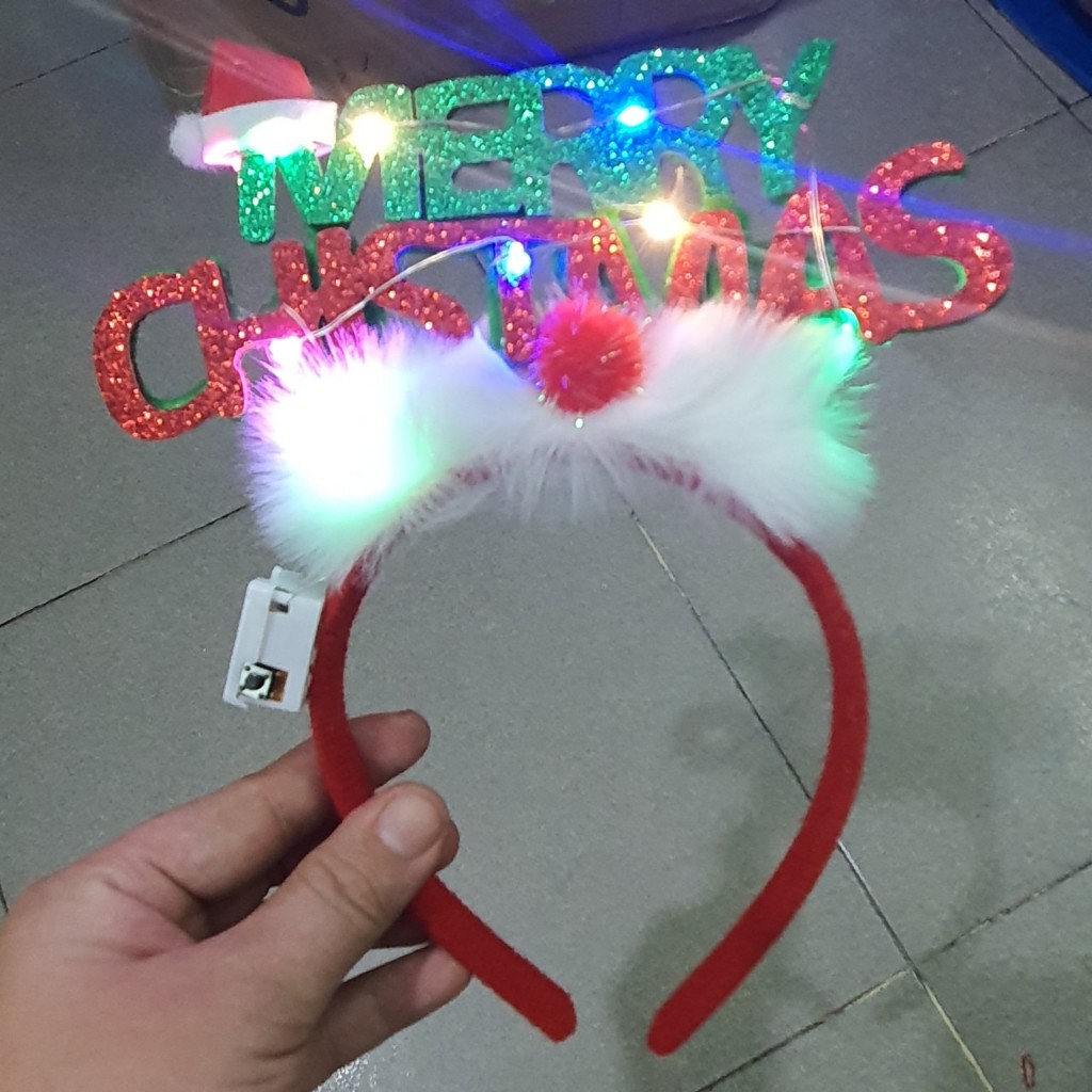 Cài tóc Noel có đèn nhấp nháy Hot 2023 - Bờm giáng sinh cực đẹp - Selenshop