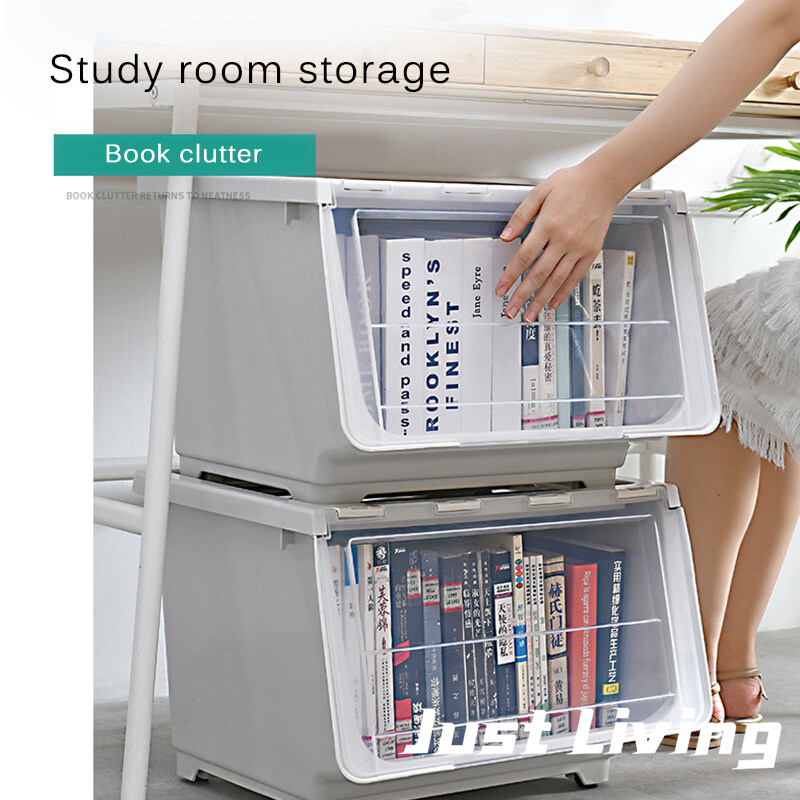 JustLiving Hộp Đựng Đồ Lớn Bền Có Bánh Xe Hộp Đựng Đồ Mở Phía Trước Bằng Nhựa Có Thể Xếp Chồng Lên Nhau Hộp Đựng Quần Áo Ẩm Tủ Sắp Xếp Tủ 43.5X33.5X30 Cm