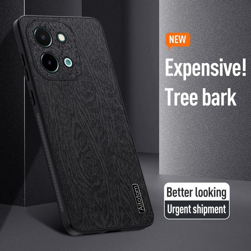 For Vivo S19 S18 S17 S16 S15 S12 S10 S9 Pro E 5G Phone Case, Business High-end Tree Grain Leather Texture Silicone Cover.