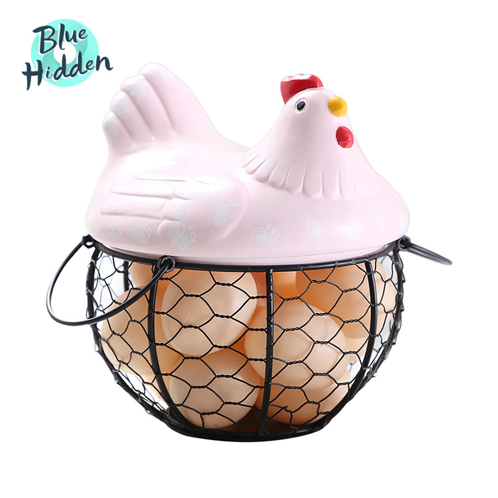 BlueH Egg Storage Basket Chicken Shape Decoration Iron Anti-slip Egg Storage Container for Kitchen